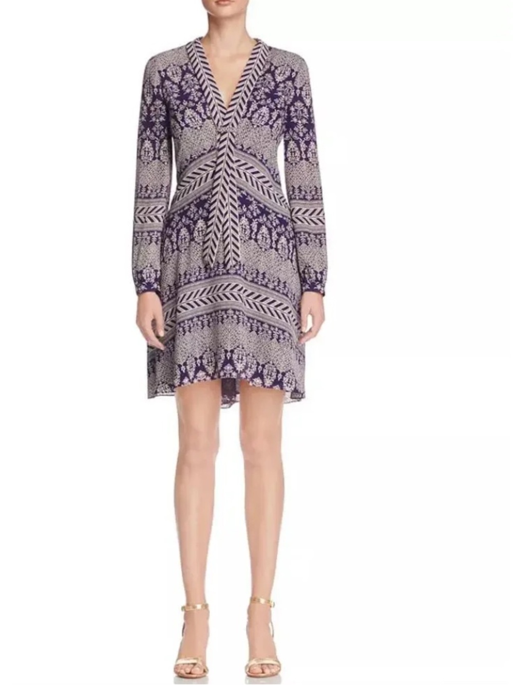Tory Burch Bourdelle Graphic Floral Silk Tunic Dress